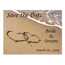 Herzen in den Sand-Save the Date Postkarten