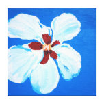 Hibiskus-Blume auf blauer ursprünglicher Acrylmale Galerie Gefaltete Leinwand