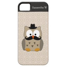 Hibou avec la moustache et le chapeau coques iPhone 5