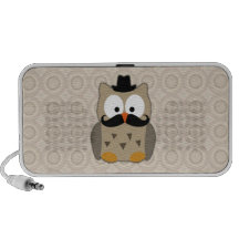 Hibou avec la moustache et le chapeau haut-parleurs iPod