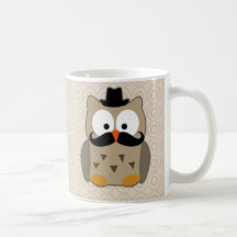 Hibou avec la moustache et le chapeau mug