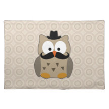 Hibou avec la moustache et le chapeau set de table
