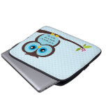 Hibou bleu mignon trousse ordinateur