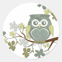Hibou de point de polka dans l'arbre adhésifs