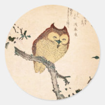 Hibou et magnolia - mimizuku de Ni de Kobushi Autocollant