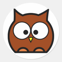 Hibou mignon autocollants ronds