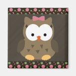 Hibou mignon de bébé avec l'arc rose aimant