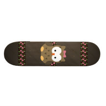 Hibou mignon de bébé avec l'arc rose skateboards personnalisés