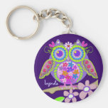 Hibou mignon de flower power avec le keychain nomm porte-clé