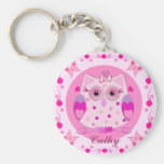 Hibou mignon Keychain avec le nom Porte-clef