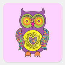 Hibou psychédélique pourpre autocollants