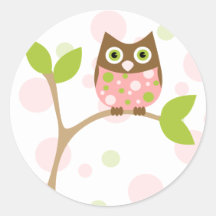 Hibou rose de bébé autocollant
