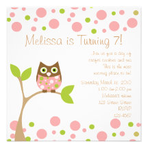 Hibou rose de bébé invitations personnalisées
