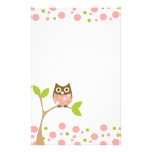 Hibou rose de bébé papiers à lettres