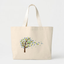 Hibou venteux bleu d'arbre sac en toile