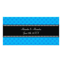 Himmelblau-Herz-Gastgeschenke Hochzeit Photokarten