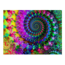 Hippy Regenbogen-Fraktal-Muster Postkarte