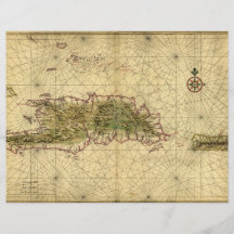Historische Karte 1639 von Hispaniola - Joan Vinck Bedruckte Flyer