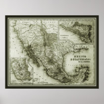 Historisches Plakat der Karte Mexiko und Guatemala