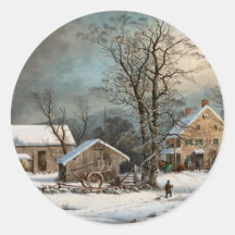 Hiver dans le pays, matin de froid d'A Autocollants