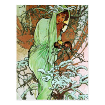 Hiver, Mucha Cartes Postales