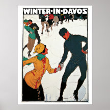 Hiver vintage dans l'annonce de voyage de Davos Posters