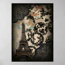 Hoch entwickelter Paris-Eiffelturm-Spitzedamast Plakat