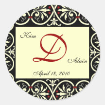 Hochzeit D monogdram Runde Aufkleber