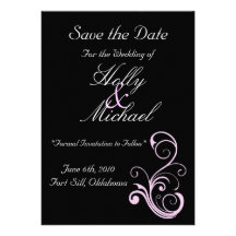 Hochzeit, savethedate, Schwarzes, Weiß, Rosa, nobe Individuelle Einladung