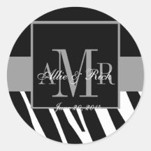 Hochzeits-Bevorzugung beschriftet Zebra-Monogramm- Aufkleber
