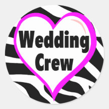 Hochzeits-Crew (Herzzebra-Streifen) Runde Sticker