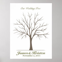 Hochzeits-Fingerabdruck-Baum - Klassiker Poster