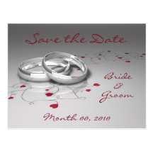 Hochzeits-Ringe und Herz-Save the Date Postkarten