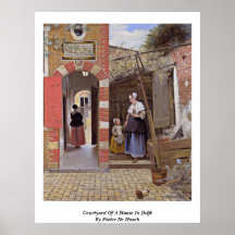 Hof eines Hauses in Delft durch Pieter de Hooch Plakat