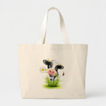 Holstein-Kuh im Gras Leinentaschen