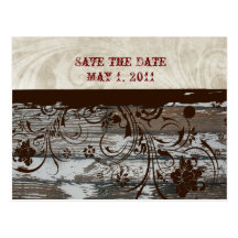 Holz-und Pergament-Strudel Brown Save the Date Postkarten