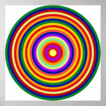 Hommage d'art op aux cercles concentriques multico affiches