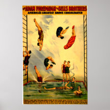 Hommes plongeant dans l'affiche 1898 de cirque de 