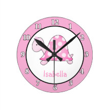 Horloge murale rose de la tortue de Lonnie Horloges