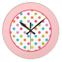 Horloge rose Girly de pois
