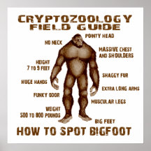 HOW TO SPOT BIGFOOT - Cryptozoology Field Guide Print