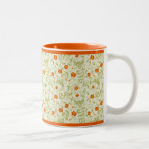Hübscher orange Blumenbecher Kaffee Tassen
