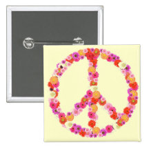 Hübsches Blumen-Friedenszeichen Button