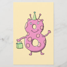 Hübsches Rosa-8. Geburtstags-Cartoon-Monster Flyer Druck