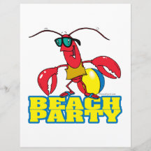 Hummer-Cartooncharakter des Strand-Party niedliche Flyer