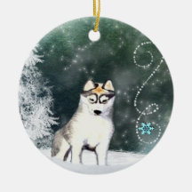 Husky-Verzierungs-Doppeltes versah mit Seiten Ornamente