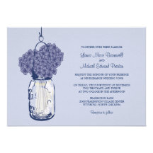 Hydrangea-u. Weckglas-Hochzeits-Einladungen