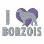 I Liebe-Borzois gestickter ReißverschlussHoodie