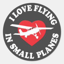 I Liebe, die in kleine Flugzeuge fliegt Runder Sticker