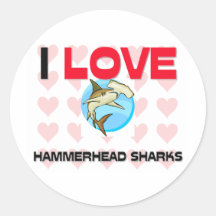 I Liebe-Hammerhai-Haifische Runde Sticker